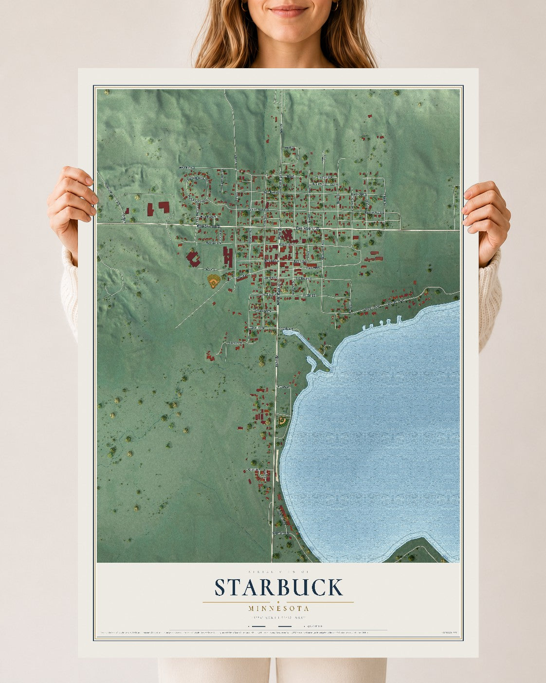 Map of Starbuck, Minnesota, 24 x 36 inch unframed archival matte print