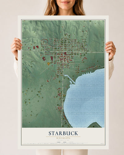 Map of Starbuck, Minnesota, 24 x 36 inch unframed archival matte print
