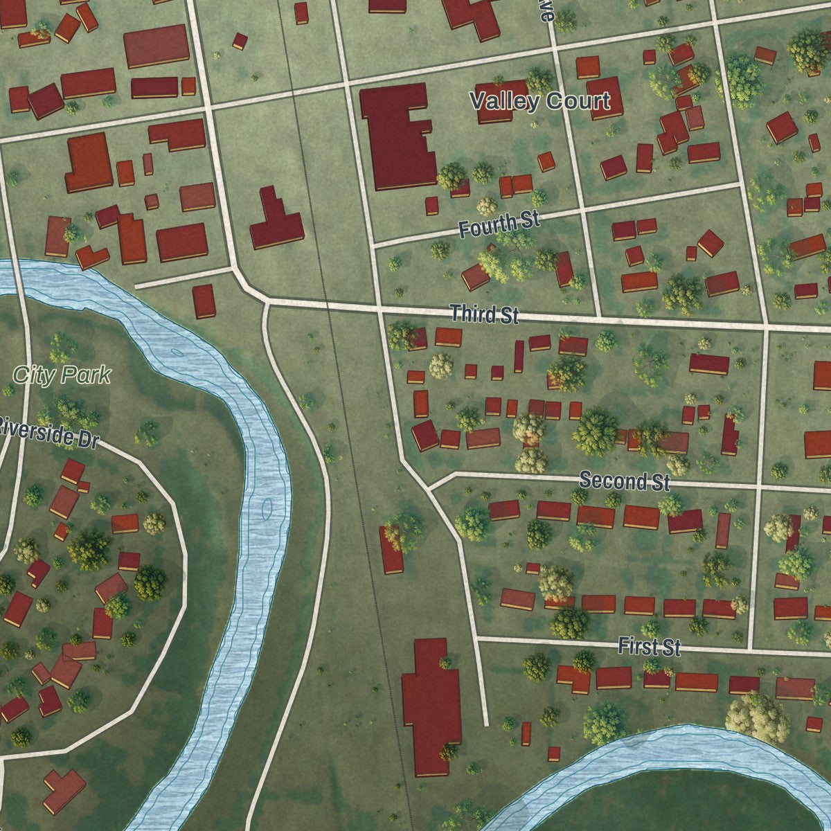 Close-up of the map of Stephen, Minnesota print showing street and building detail