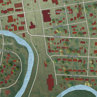 Close-up of the map of Stephen, Minnesota print showing street and building detail