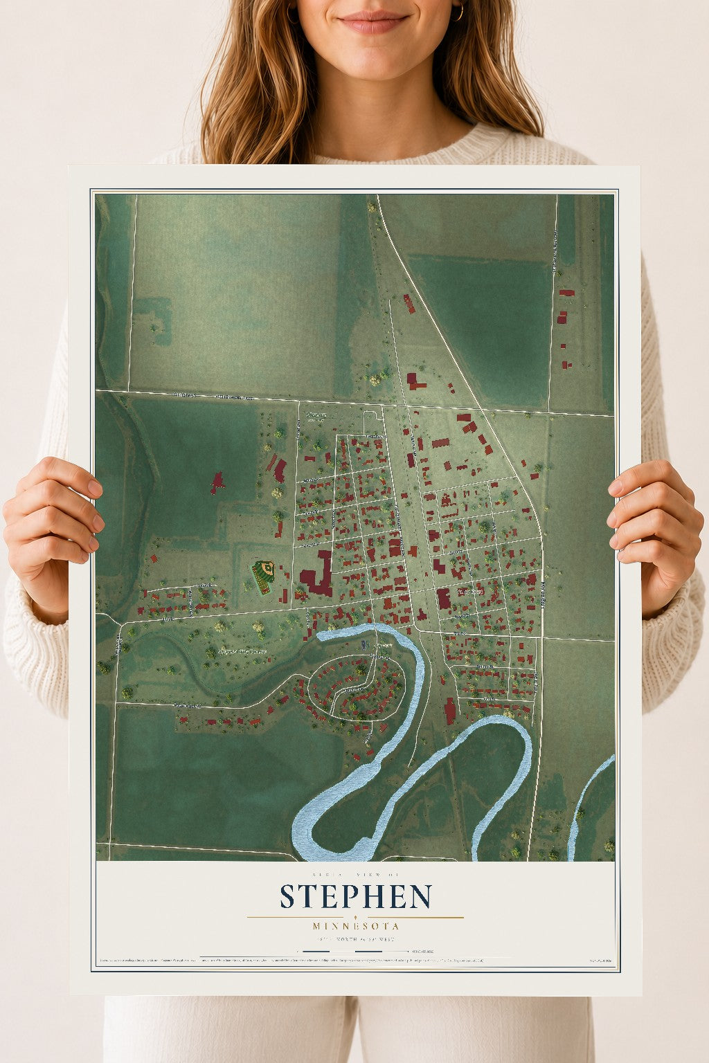 Map of Stephen, Minnesota, 18 x 24 inch unframed archival matte print