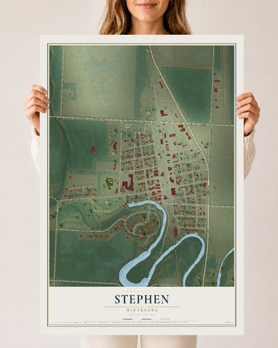 Map of Stephen, Minnesota, 24 x 36 inch unframed archival matte print