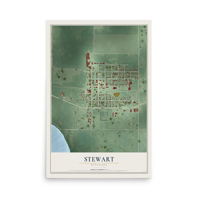 Map of Stewart, Minnesota, 12 x 18 inch unframed archival matte print