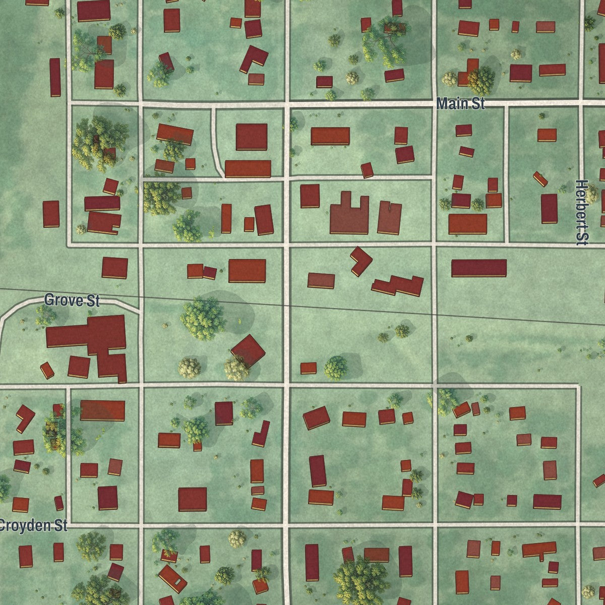 Close-up of the map of Stewart, Minnesota print showing street and building detail