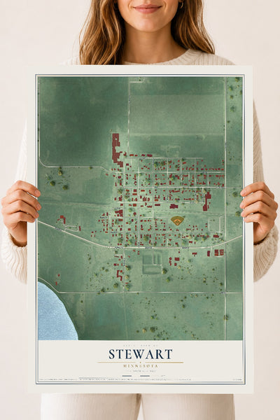 Map of Stewart, Minnesota, 18 x 24 inch unframed archival matte print