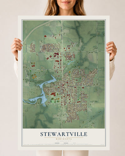 Map of Stewartville, Minnesota, 24 x 36 inch unframed archival matte print