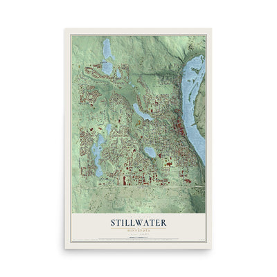 Map of Stillwater, Minnesota, 12 x 18 inch unframed archival matte print