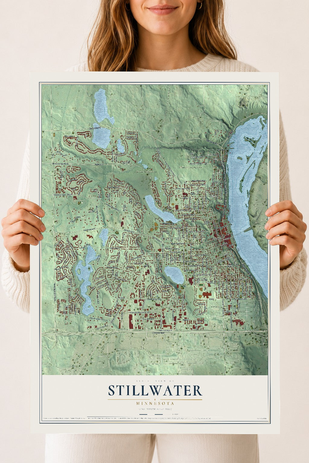 Map of Stillwater, Minnesota, 18 x 24 inch unframed archival matte print