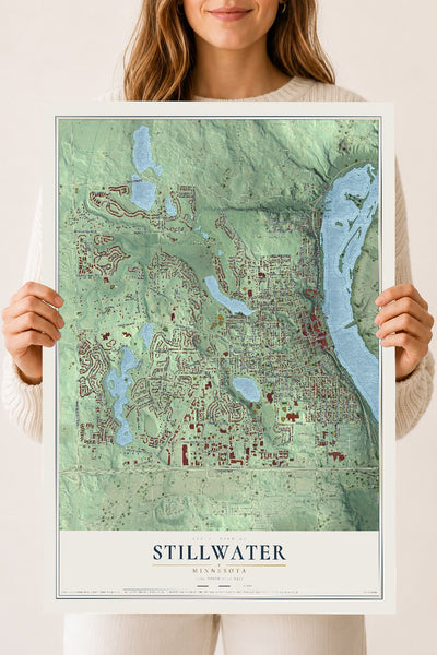 Map of Stillwater, Minnesota, 18 x 24 inch unframed archival matte print