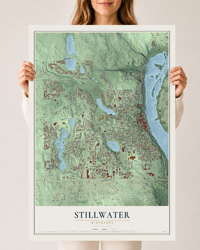 Map of Stillwater, Minnesota, 24 x 36 inch unframed archival matte print
