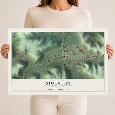 Map of Stockton, Minnesota, 12 x 18 inch unframed archival matte print