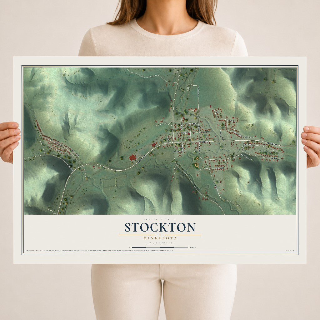 Map of Stockton, Minnesota, 18 x 24 inch unframed archival matte print