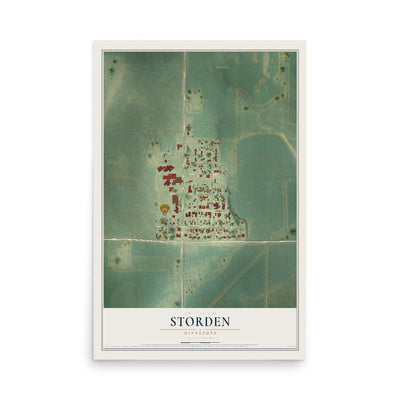 Map of Storden, Minnesota, 12 x 18 inch unframed archival matte print