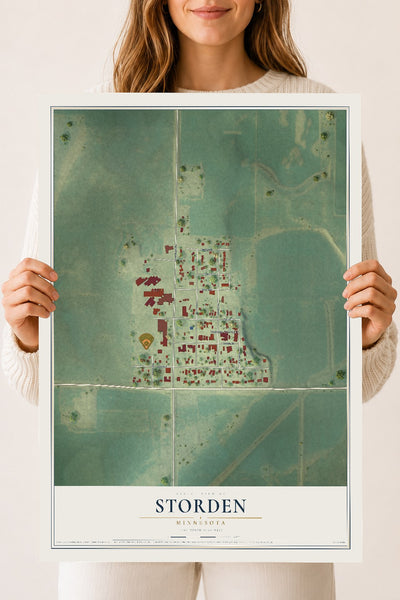 Map of Storden, Minnesota, 18 x 24 inch unframed archival matte print