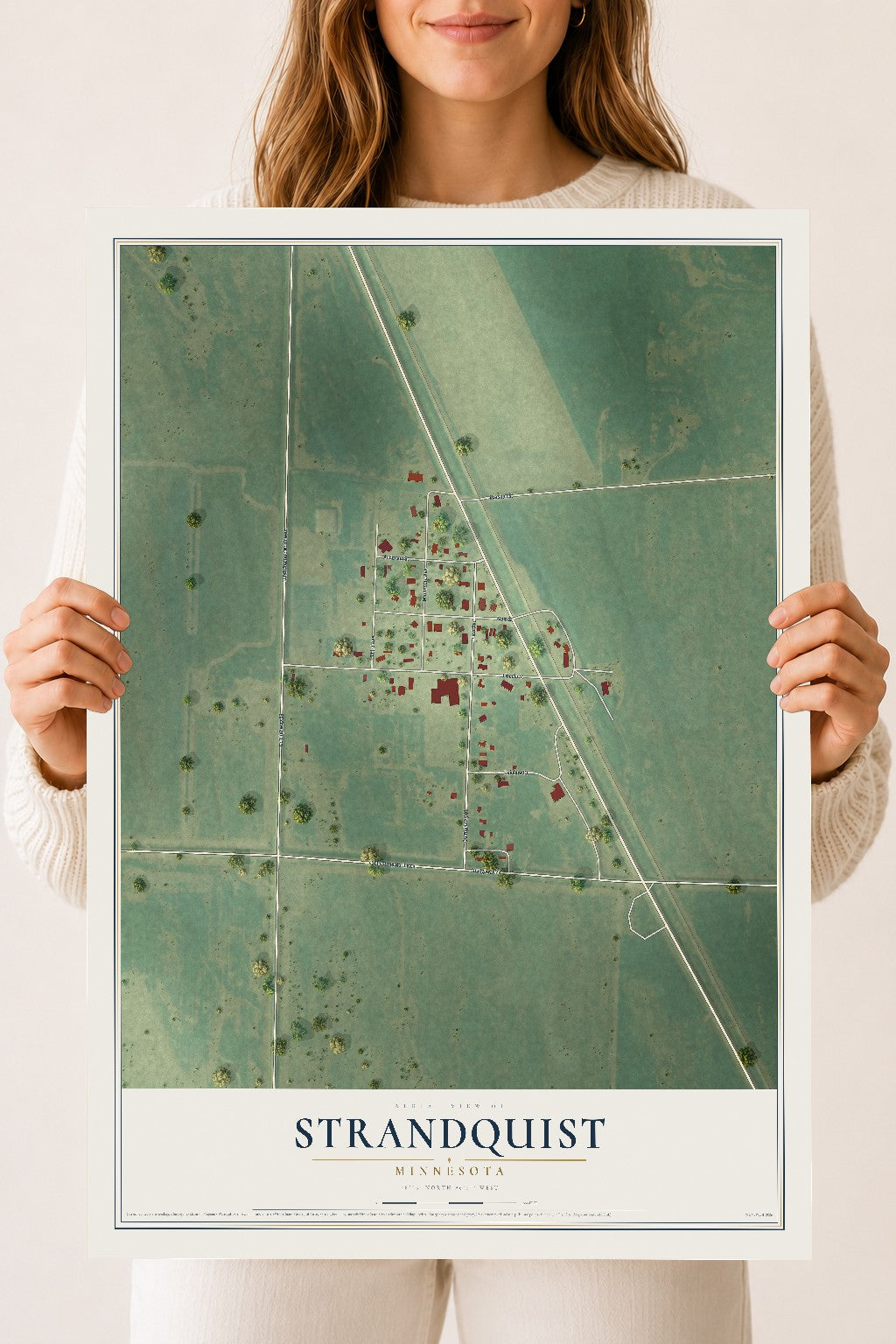 Map of Strandquist, Minnesota, 18 x 24 inch unframed archival matte print