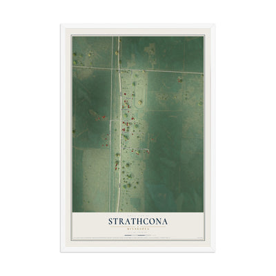 Map of Strathcona, Minnesota, 12 x 18 inch print in a white wood frame