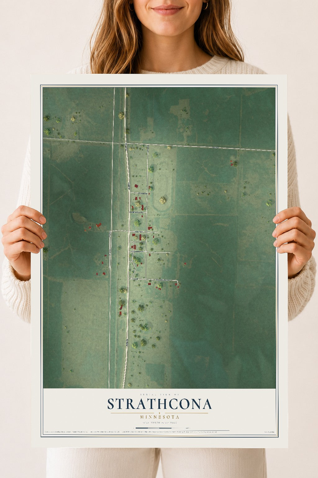 Map of Strathcona, Minnesota, 18 x 24 inch unframed archival matte print