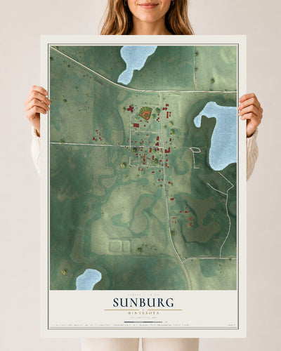 Map of Sunburg, Minnesota, 24 x 36 inch unframed archival matte print