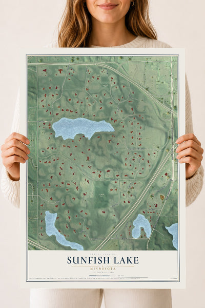 Map of Sunfish Lake, Minnesota, 18 x 24 inch unframed archival matte print