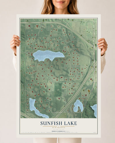 Map of Sunfish Lake, Minnesota, 24 x 36 inch unframed archival matte print