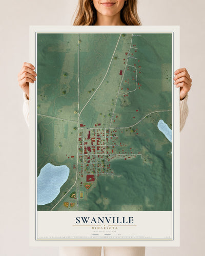 Map of Swanville, Minnesota, 24 x 36 inch unframed archival matte print