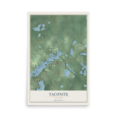 Map of Taconite, Minnesota, 12 x 18 inch unframed archival matte print
