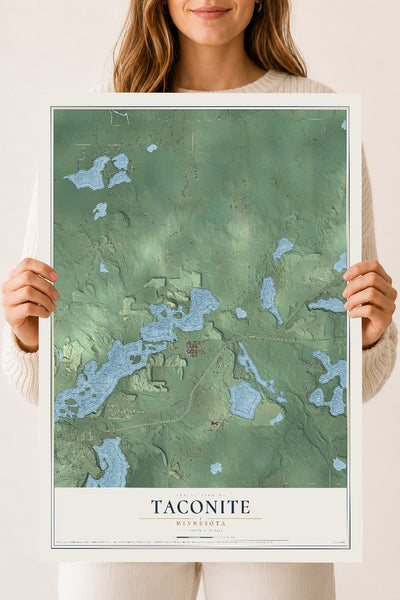 Map of Taconite, Minnesota, 18 x 24 inch unframed archival matte print