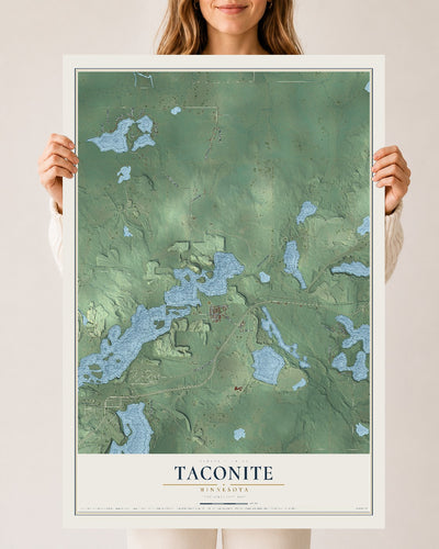 Map of Taconite, Minnesota, 24 x 36 inch unframed archival matte print