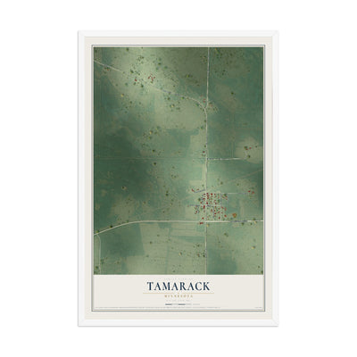 Map of Tamarack, Minnesota, 12 x 18 inch print in a white wood frame