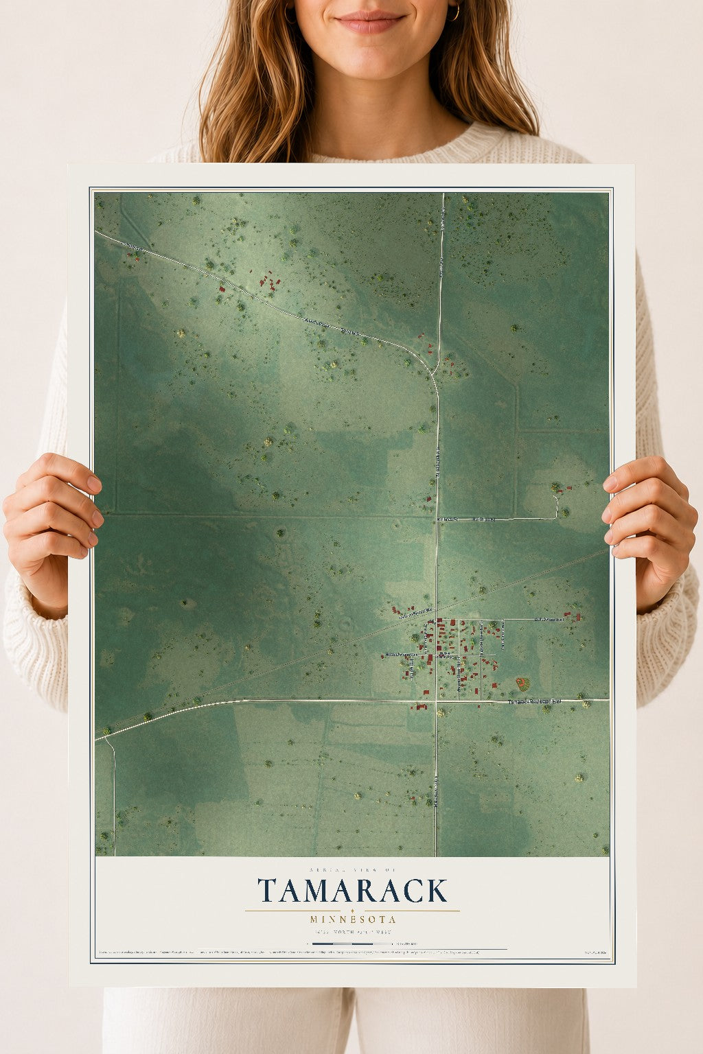 Map of Tamarack, Minnesota, 18 x 24 inch unframed archival matte print