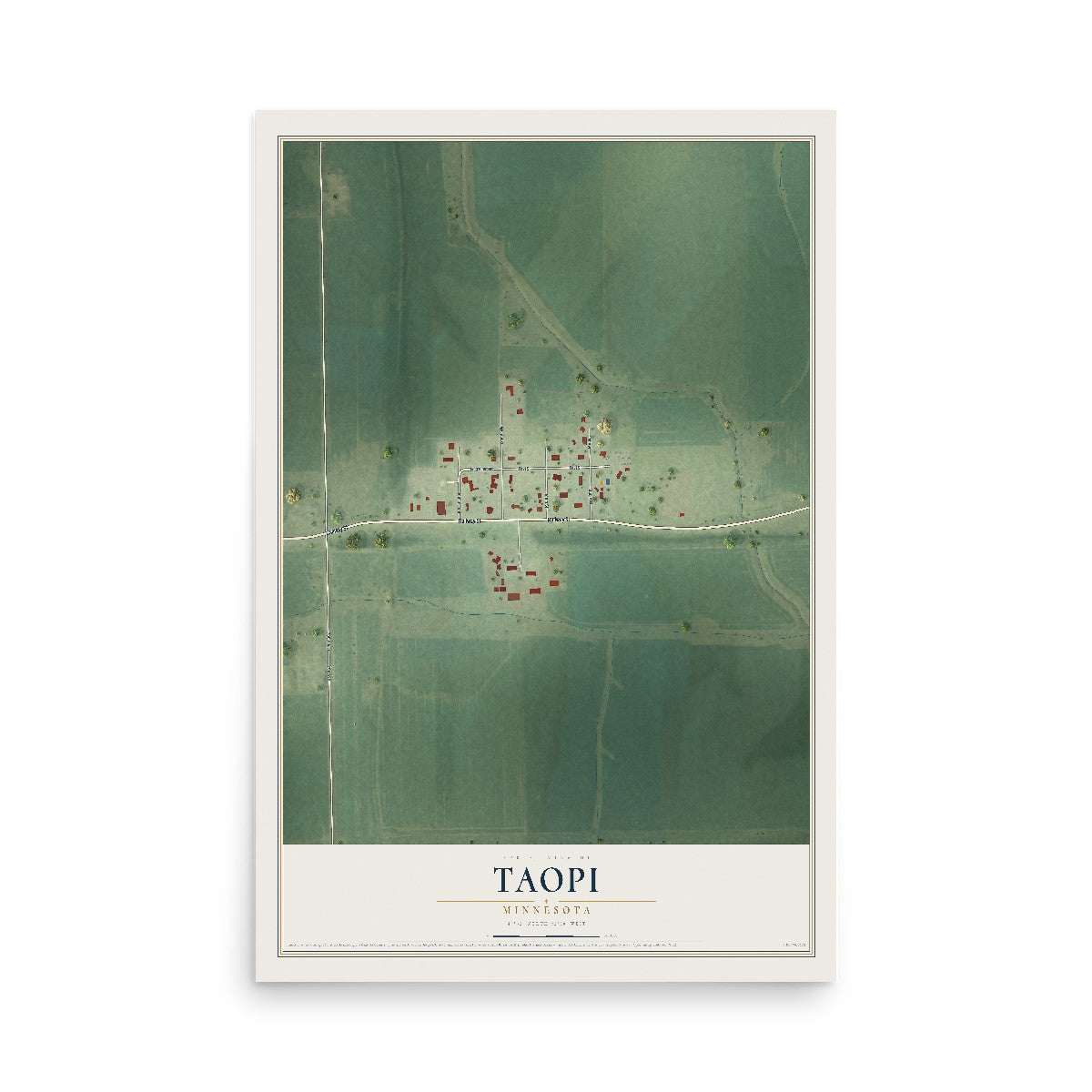 Map of Taopi, Minnesota, 12 x 18 inch unframed archival matte print