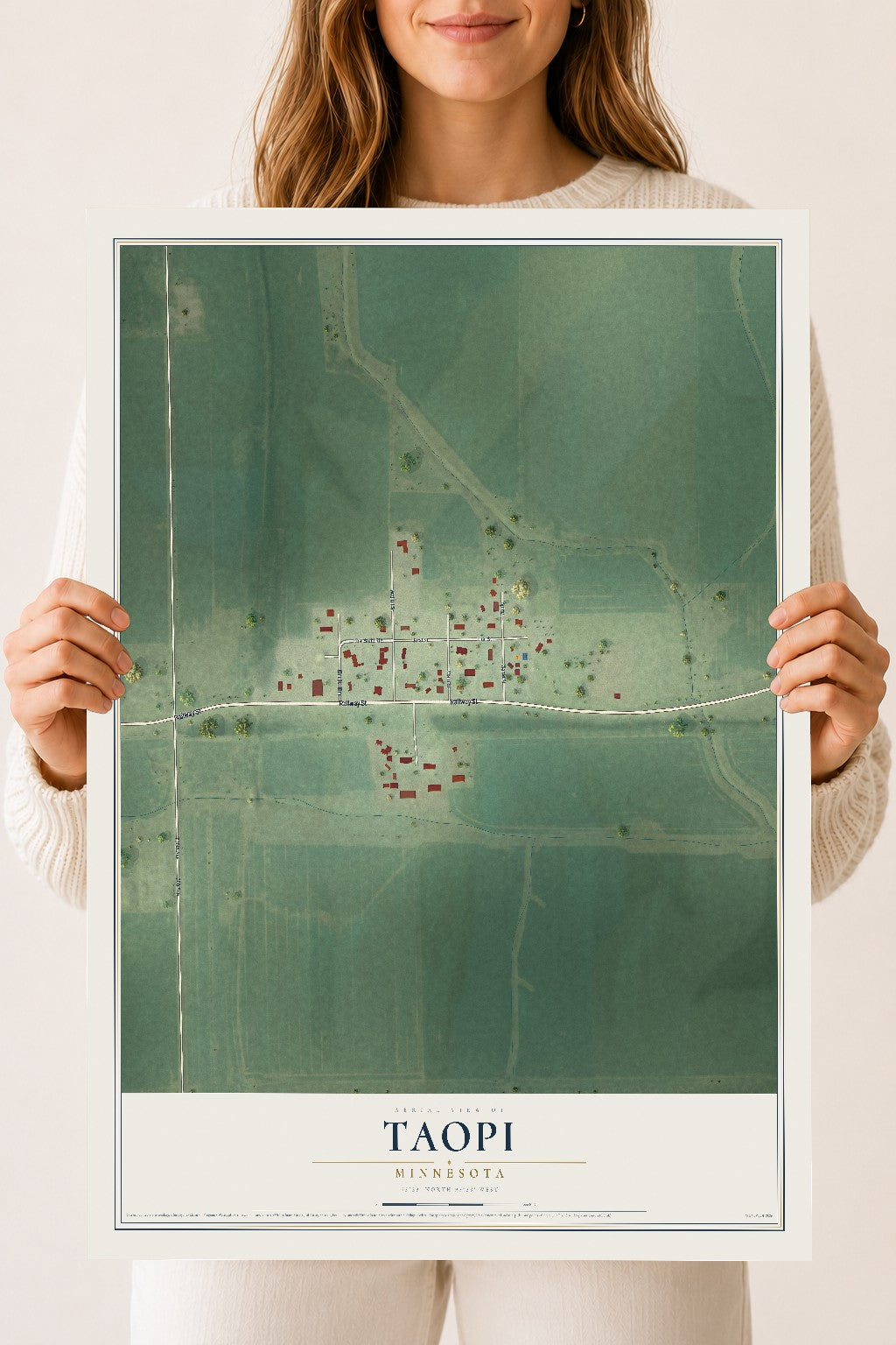 Map of Taopi, Minnesota, 18 x 24 inch unframed archival matte print