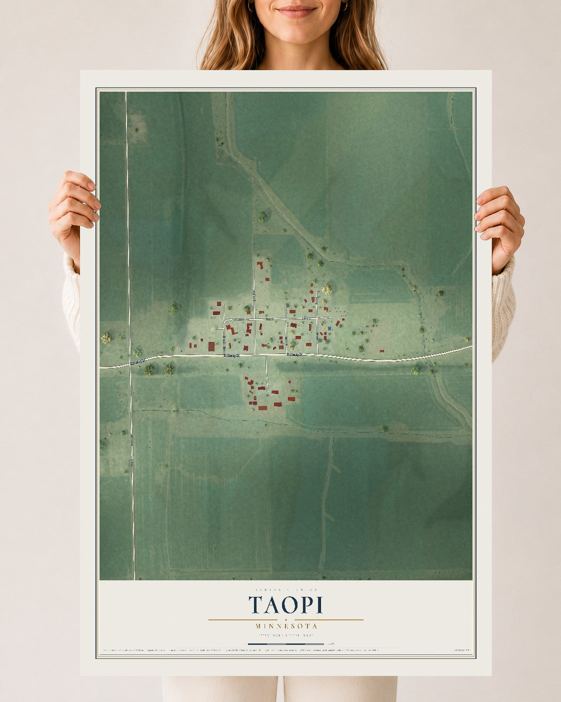 Map of Taopi, Minnesota, 24 x 36 inch unframed archival matte print