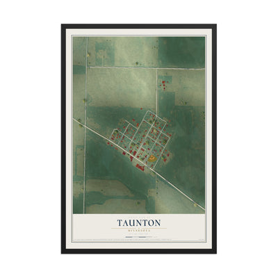 Map of Taunton, Minnesota, 12 x 18 inch print in a black wood frame
