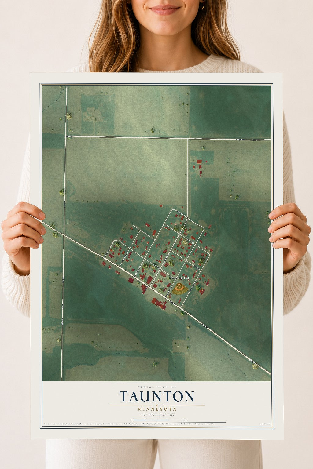 Map of Taunton, Minnesota, 18 x 24 inch unframed archival matte print