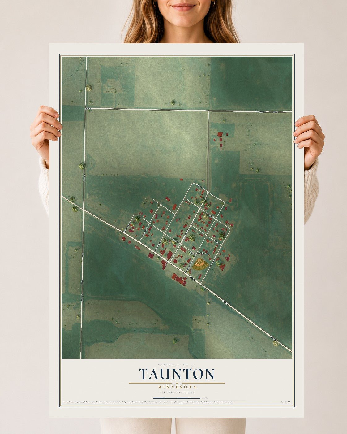 Map of Taunton, Minnesota, 24 x 36 inch unframed archival matte print