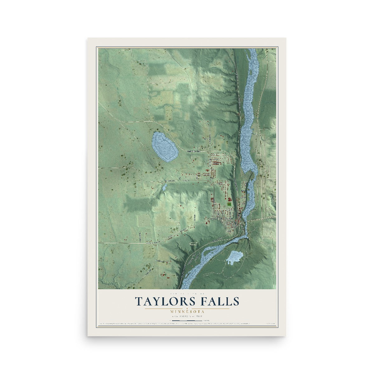 Map of Taylors Falls, Minnesota, 12 x 18 inch unframed archival matte print