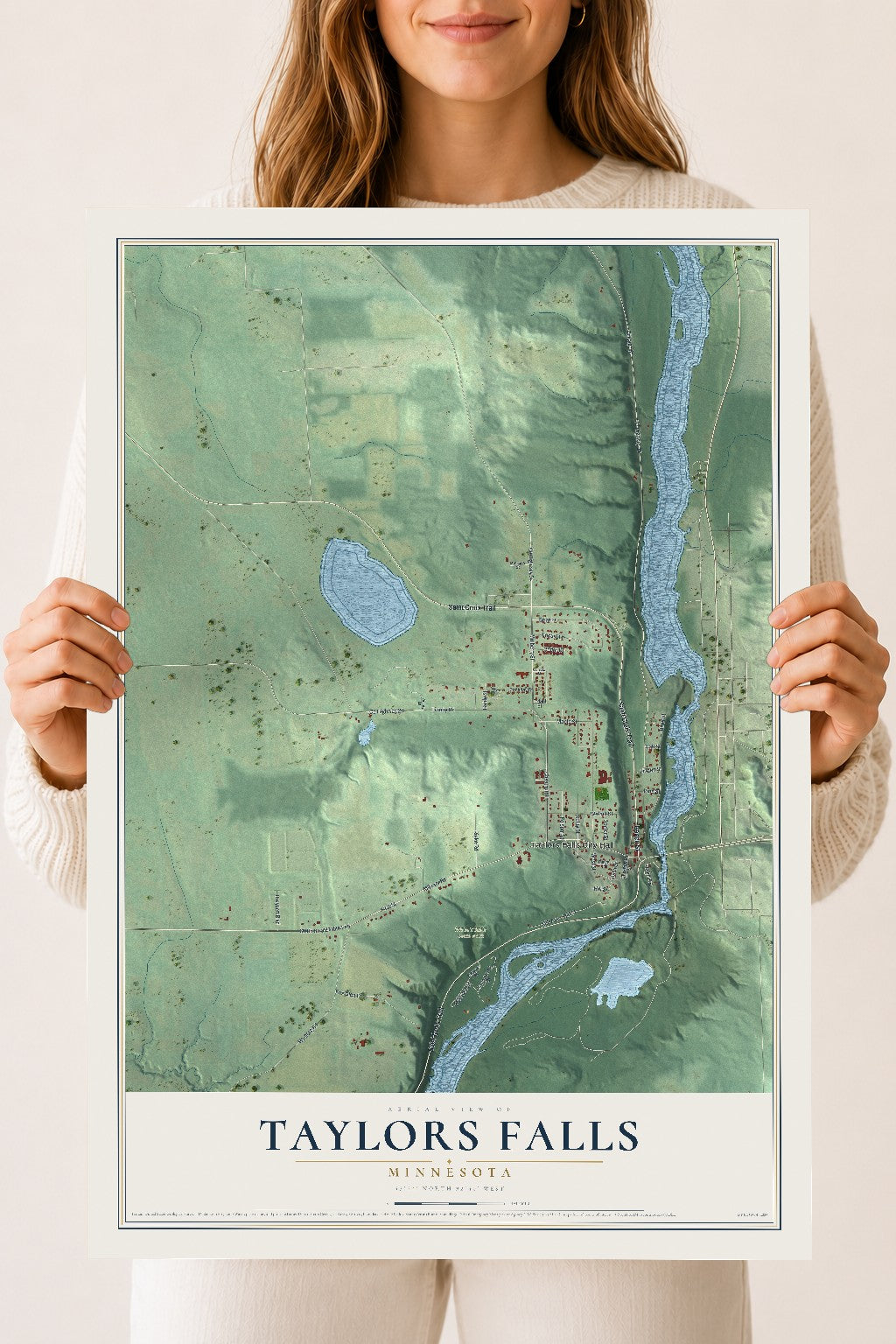 Map of Taylors Falls, Minnesota, 18 x 24 inch unframed archival matte print