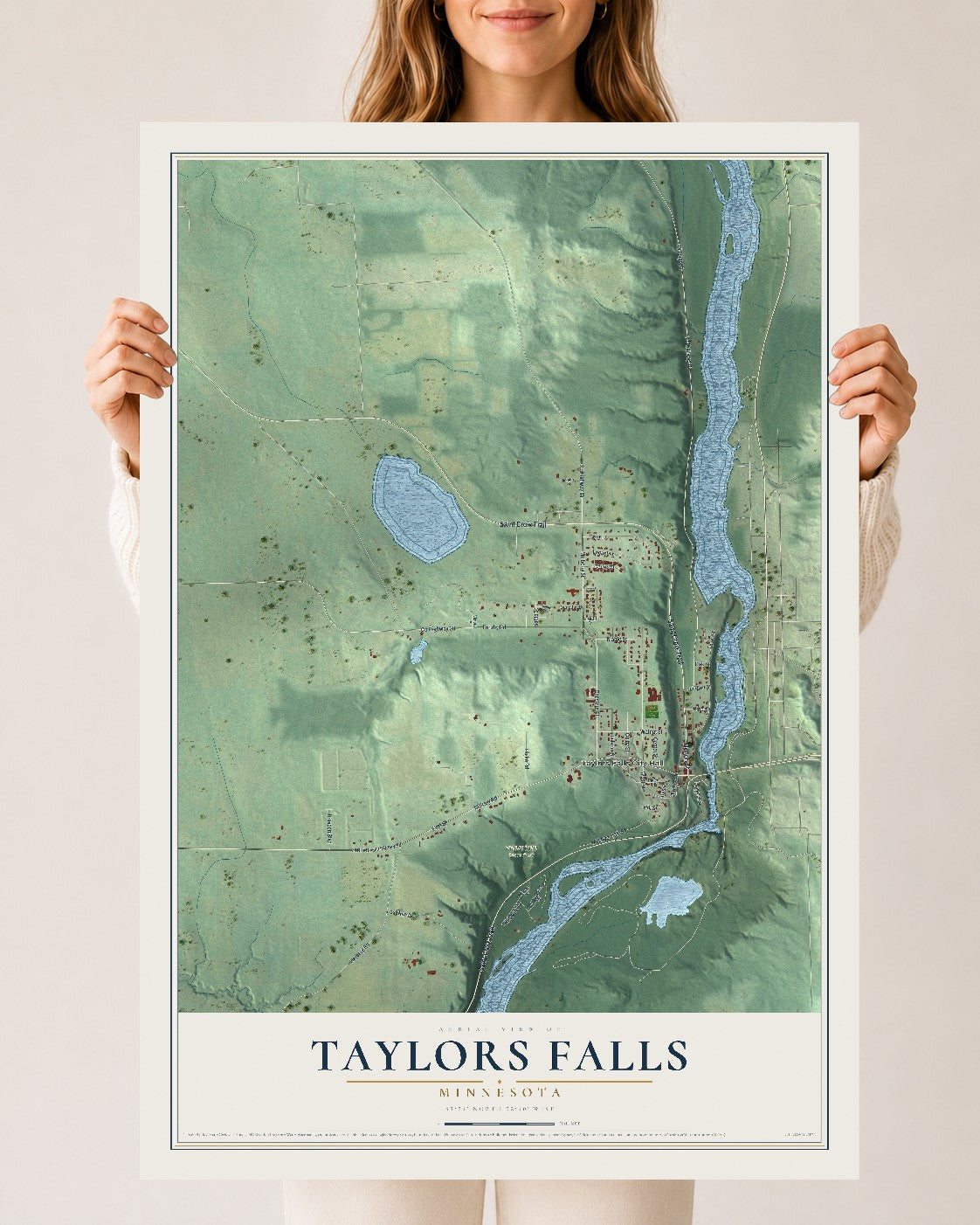 Map of Taylors Falls, Minnesota, 24 x 36 inch unframed archival matte print