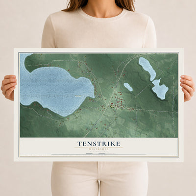 Map of Tenstrike, Minnesota, 12 x 18 inch unframed archival matte print