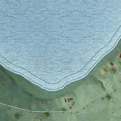 Second close-up of the map of Tenstrike, Minnesota print showing more streets and buildings