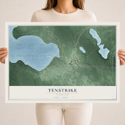Map of Tenstrike, Minnesota, 18 x 24 inch unframed archival matte print