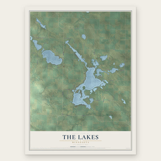 The Lakes, Minnesota map print, the full design