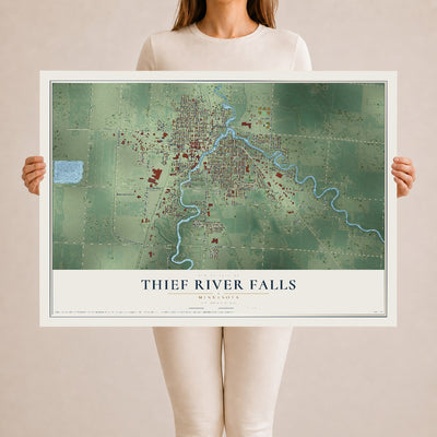 Map of Thief River Falls, Minnesota, 24 x 36 inch unframed archival matte print