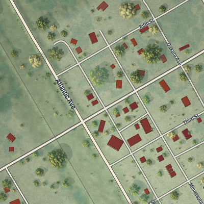 Close-up of the map of Tintah, Minnesota print showing street and building detail