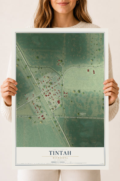 Map of Tintah, Minnesota, 18 x 24 inch unframed archival matte print