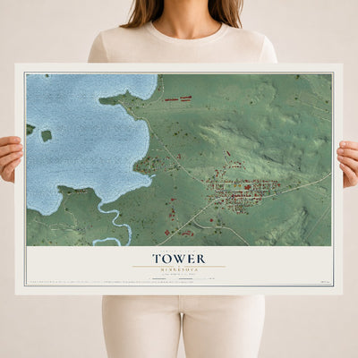 Map of Tower, Minnesota, 18 x 24 inch unframed archival matte print