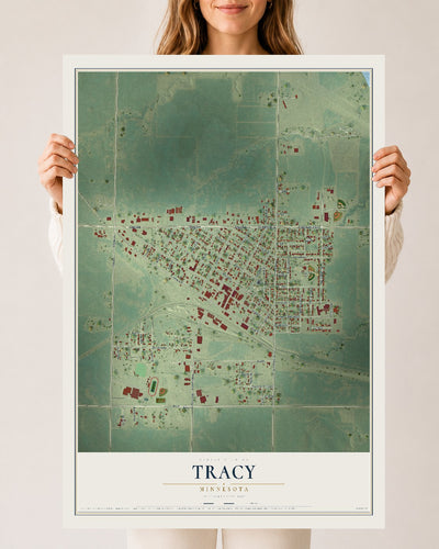Map of Tracy, Minnesota, 24 x 36 inch unframed archival matte print