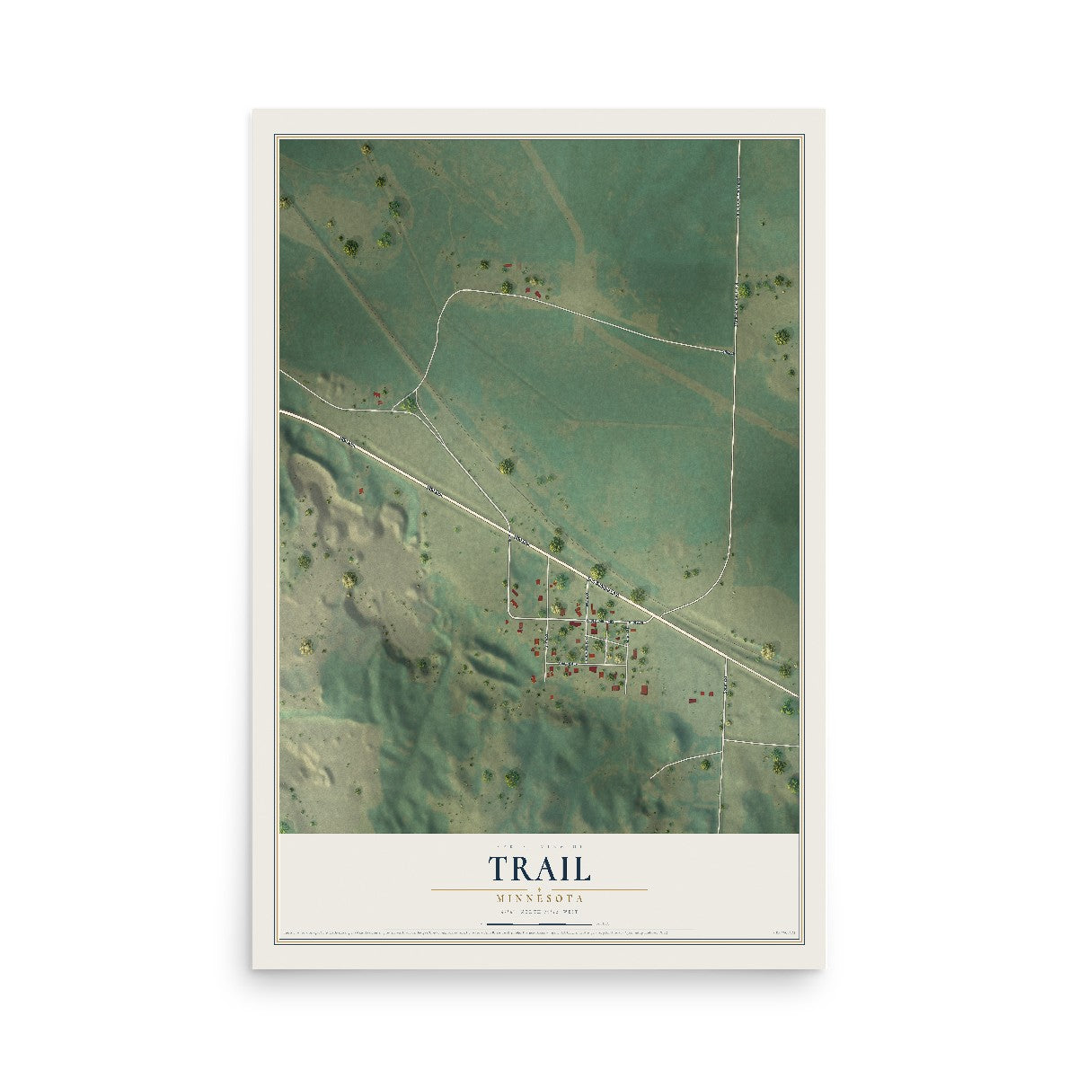 Map of Trail, Minnesota, 12 x 18 inch unframed archival matte print