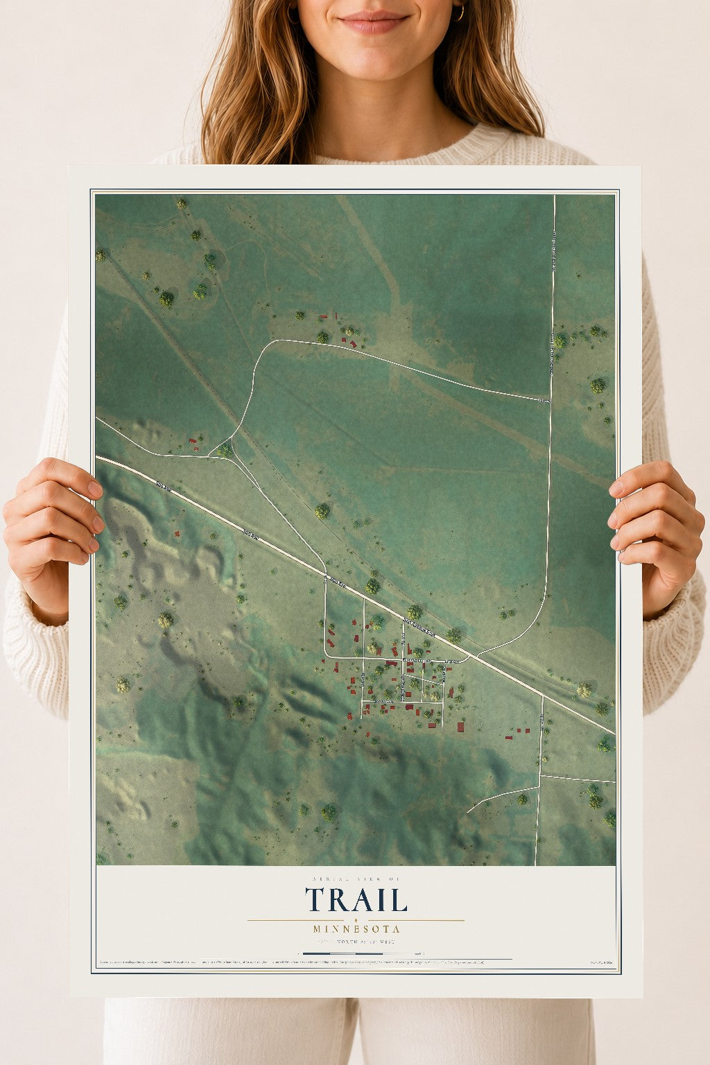 Map of Trail, Minnesota, 18 x 24 inch unframed archival matte print